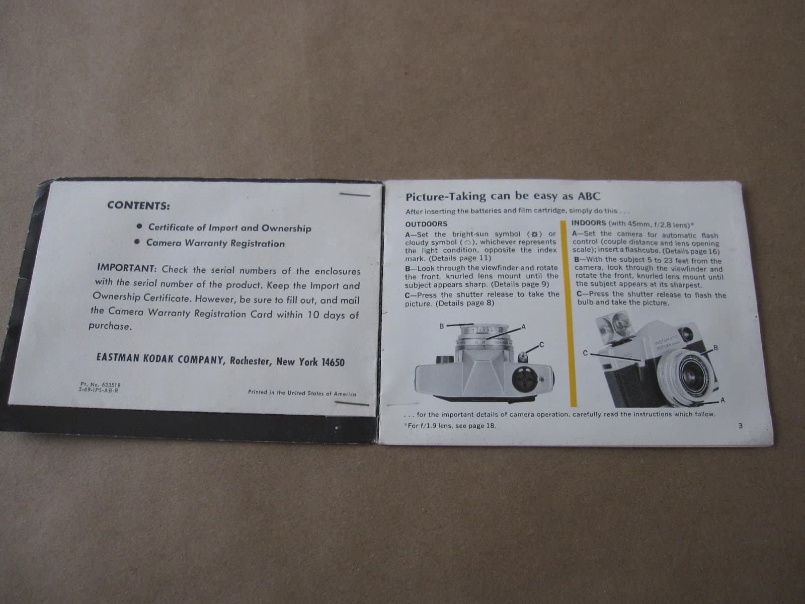 Vintage Kodak Instamatic Reflec Camera Instruction Manual (Printed in USA) 4