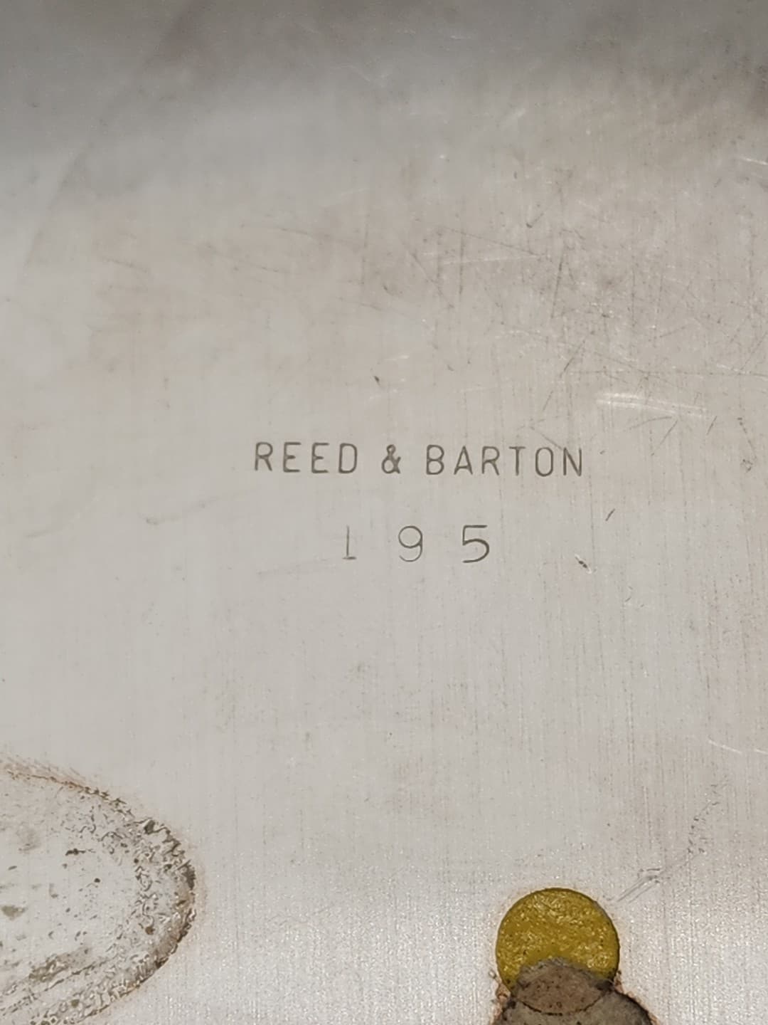 Vintage MCM Reed & Barton Silver Plated Bowl #195 Green Enamel 3