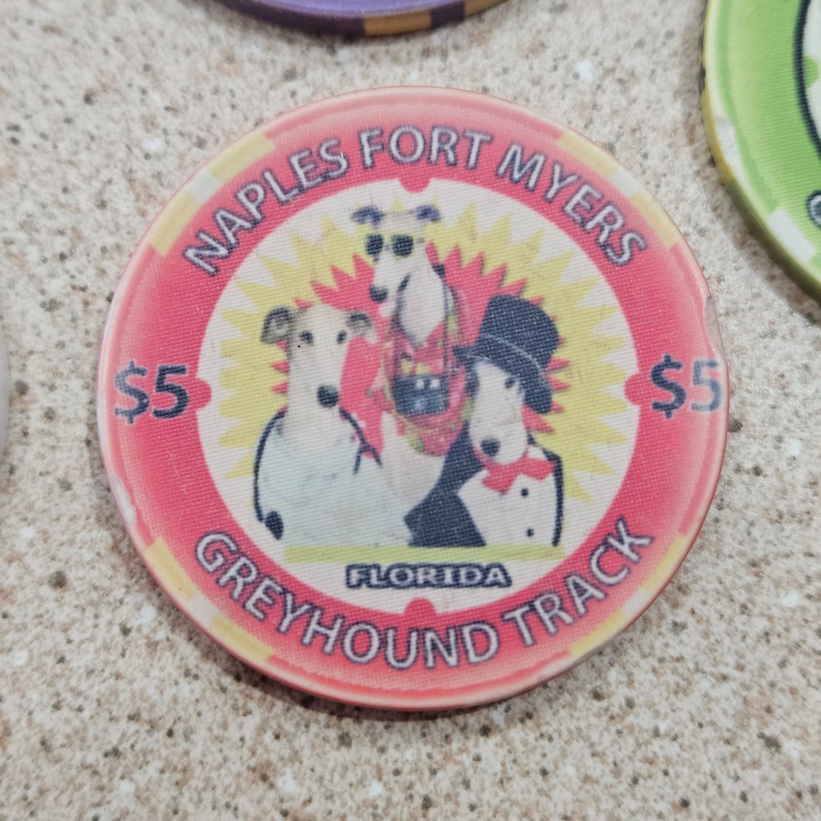 Naples Fort Myers Greyhound Dog Track Casino Chips & Poker Tournament Chips RARE 5