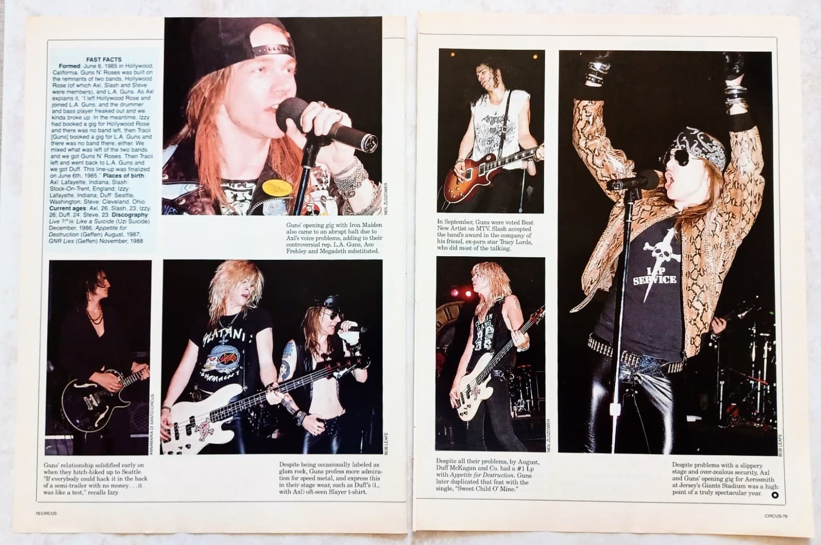 GUNS N ROSES~1989 4-PAGE ARTICLE PRINT MAGAZINE POSTER PINUP CLIPPING~AXL ROSE 3