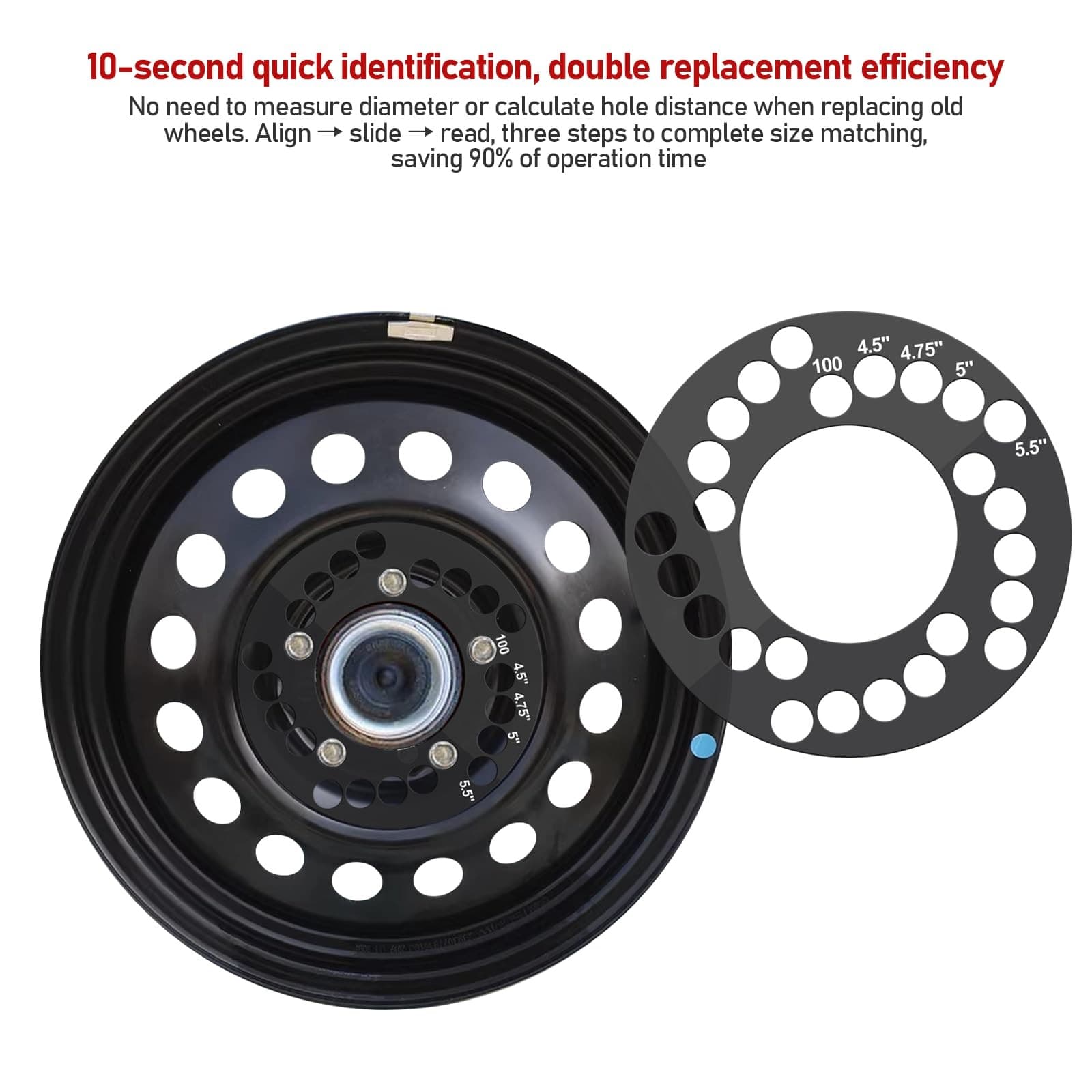 Wheel Bolt Pattern Measuring Tool, Universal 5 Lug Template Gauge for 5, 6, 8... 3