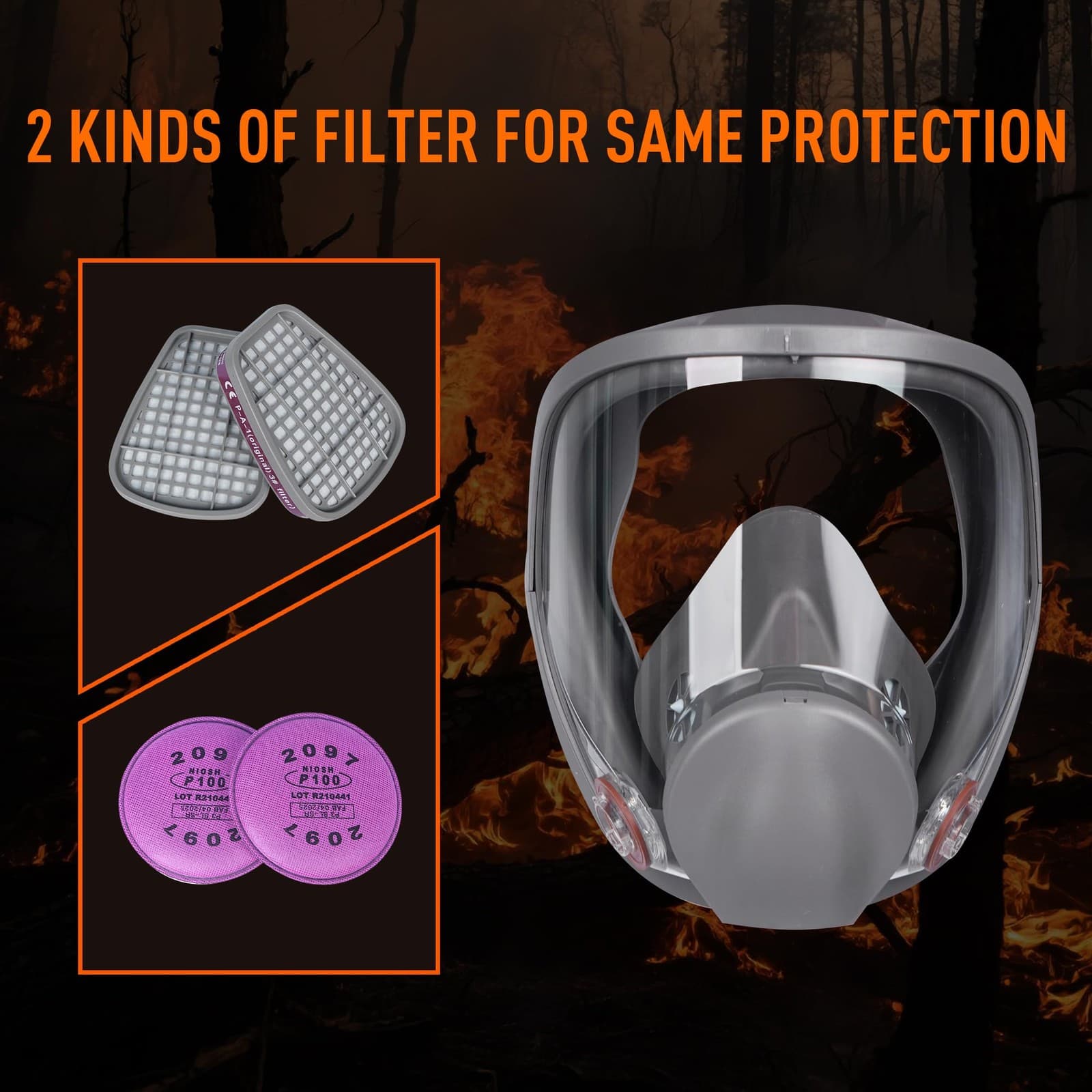 Full Face Reusable Respirator Gas Mask with Filter for Chemical Painting Dust... 3