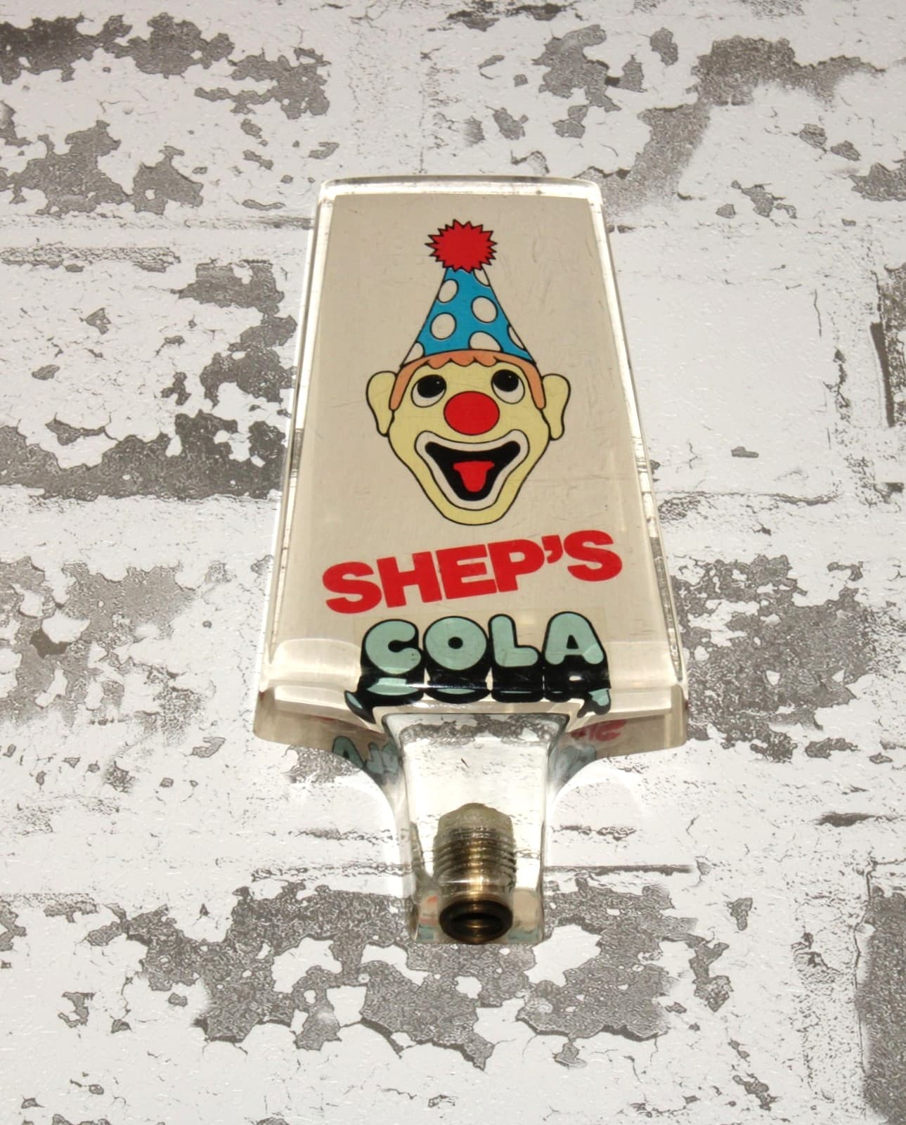 Vintage Shep's Cola Clown Soda Fountain Tap Handle Acrylic 6" Pittston PA 3
