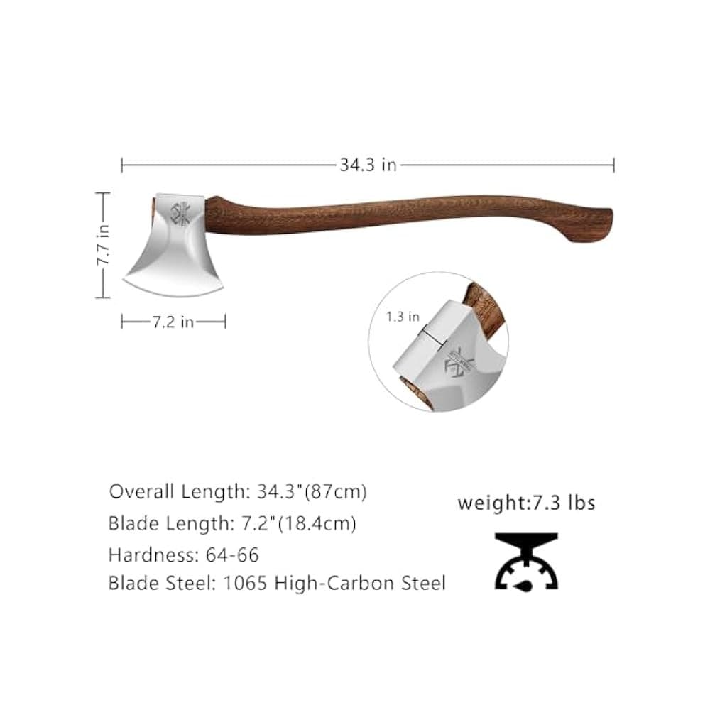 34.3 Inch Professional Wood Splitting Axe with Leather Sheath, 5.5lbs Head 2