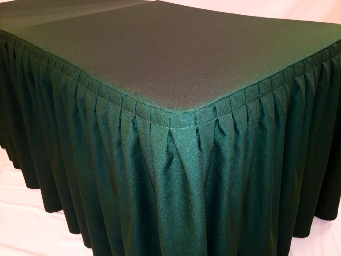 4' ft. Fitted Polyester Double Pleated Table Skirting Cover w/Top Topper Green 2