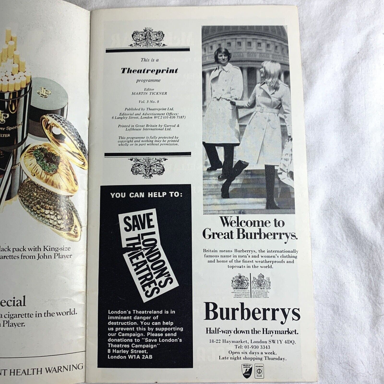 London Theater Program Palladium ‘73 Theatreprint Programme England 1973 2