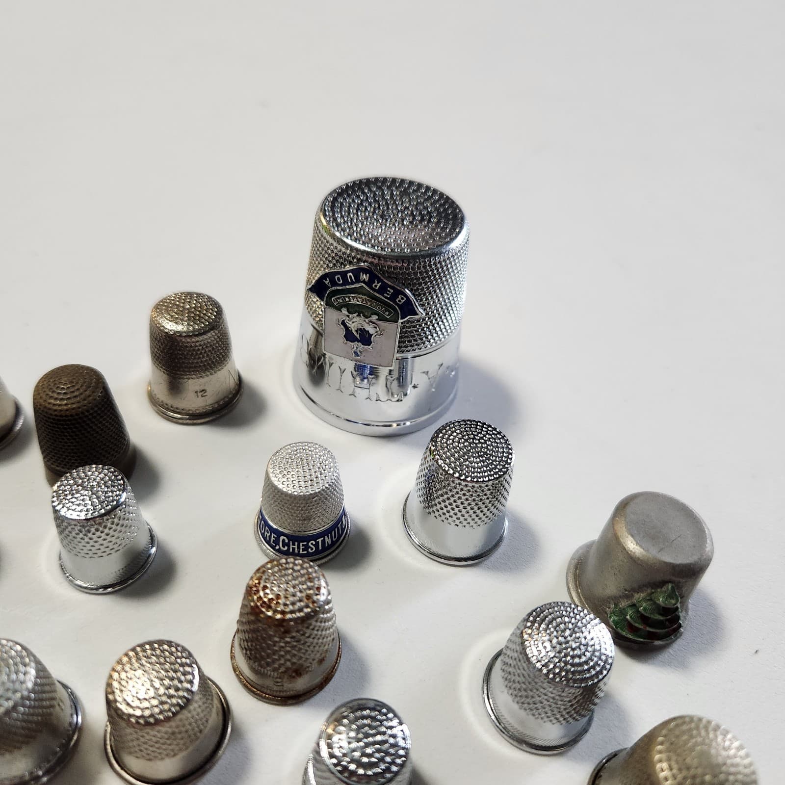 Metal Thimbles Lot Of  20 Vintage Mixed Metals 2