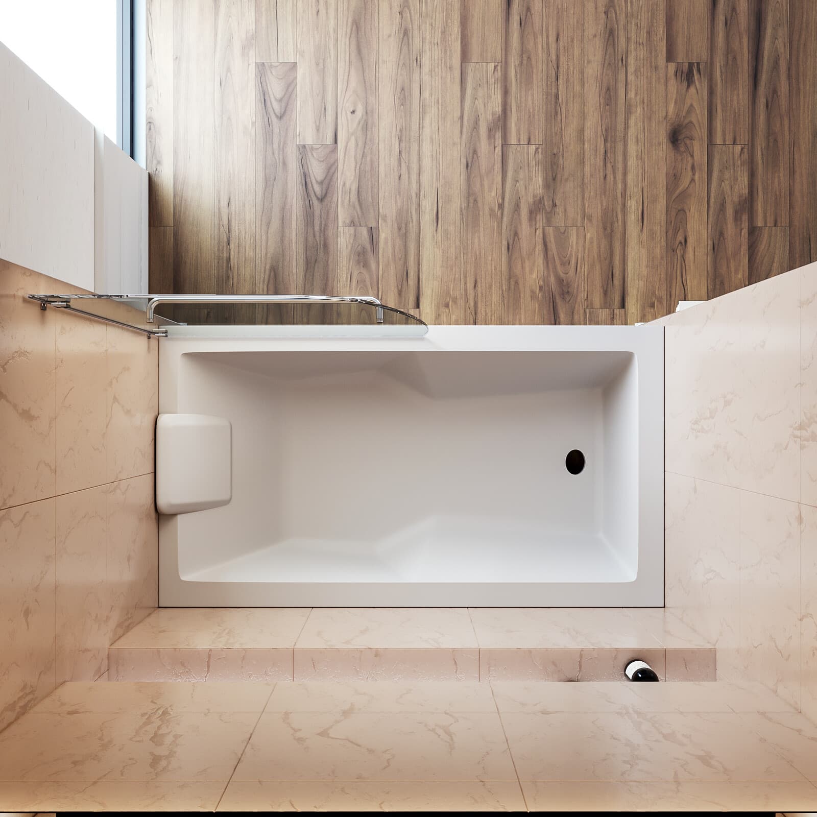 SUNNY 34"x58'' Hinged Swing Bathtub Shower Door Single Panel 5/16" Clear Glass  4