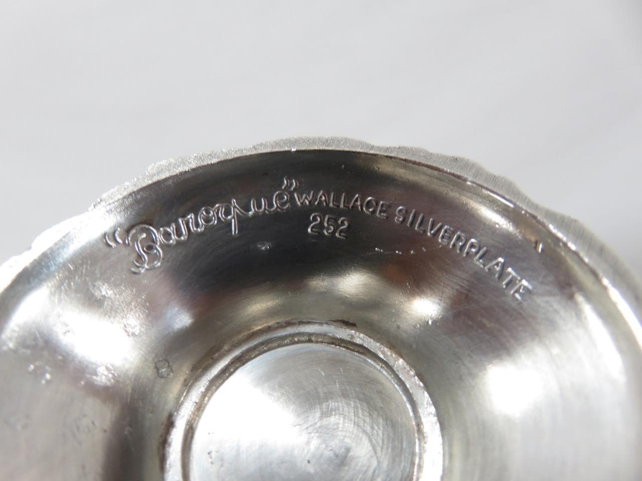 Wallace Baroque Silverplate Punch Bowl w/ 12 Cups - Very Nice, Large Size 6