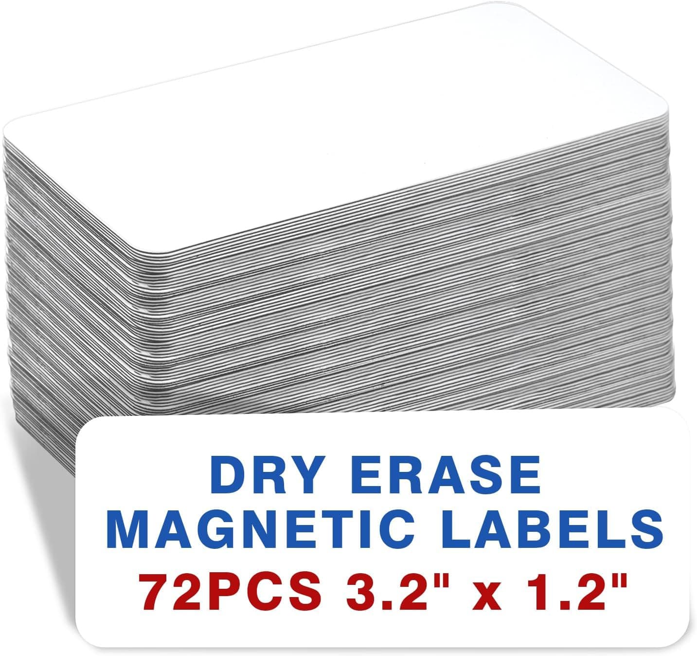 72 Pcs Dry Erase Magnetic Labels, 3.2 X 1.2 Reusable Writable Magnetic Name Tags