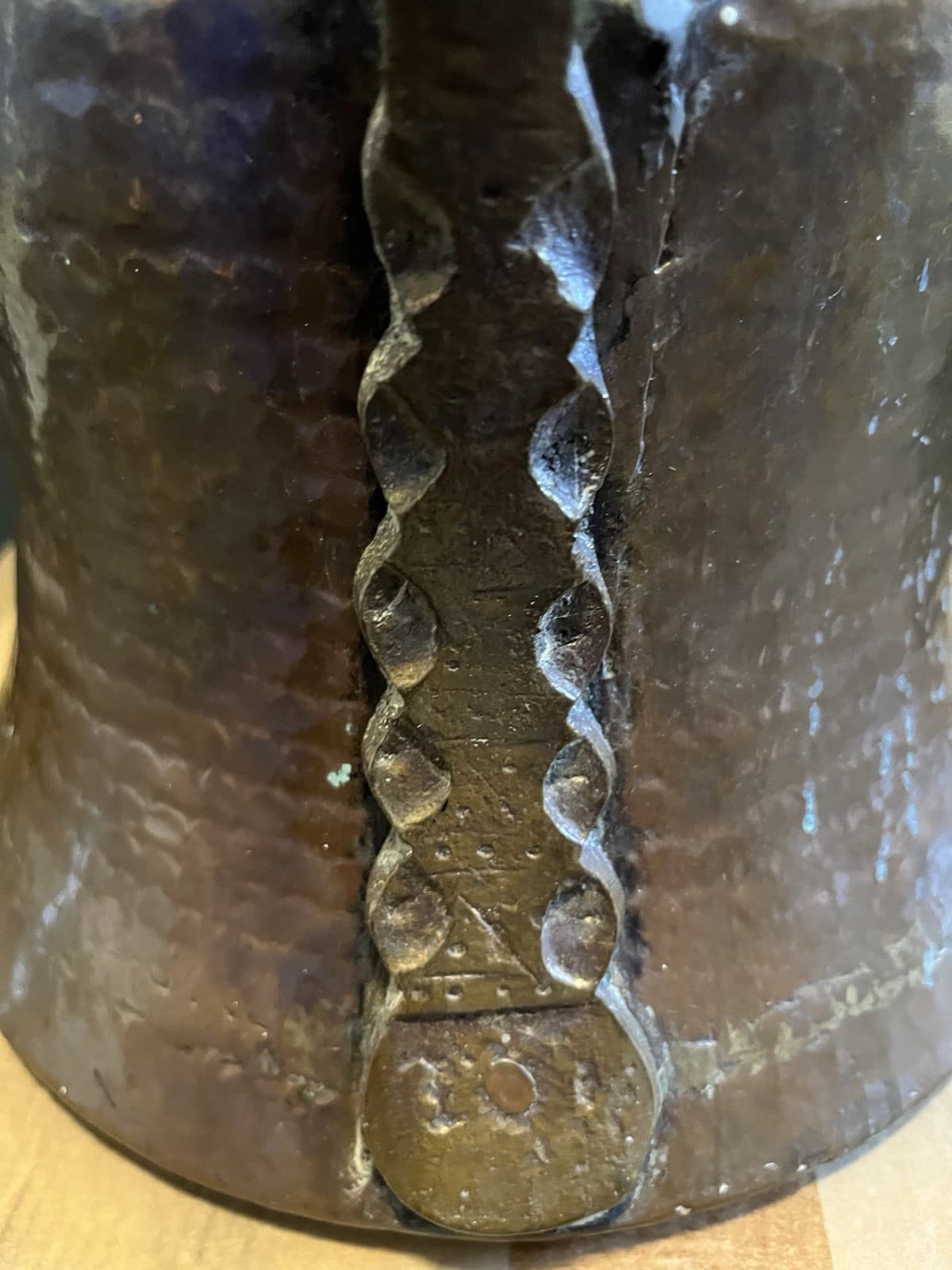 ANTIQUE Primitive 1800's Early Copper Large Water or Wine Pitcher 3