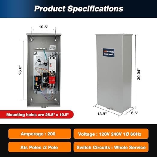 200 Amp Automatic Transfer Switch Replacement for Generac RXSW200A3,w/Power M... 6