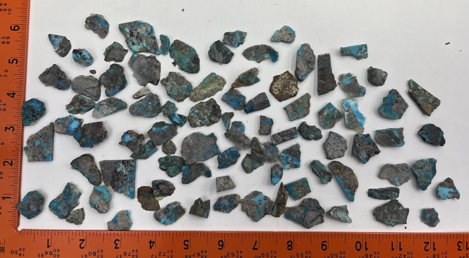 Turquoise Morenci rough slices 148 grams 740 carats 2