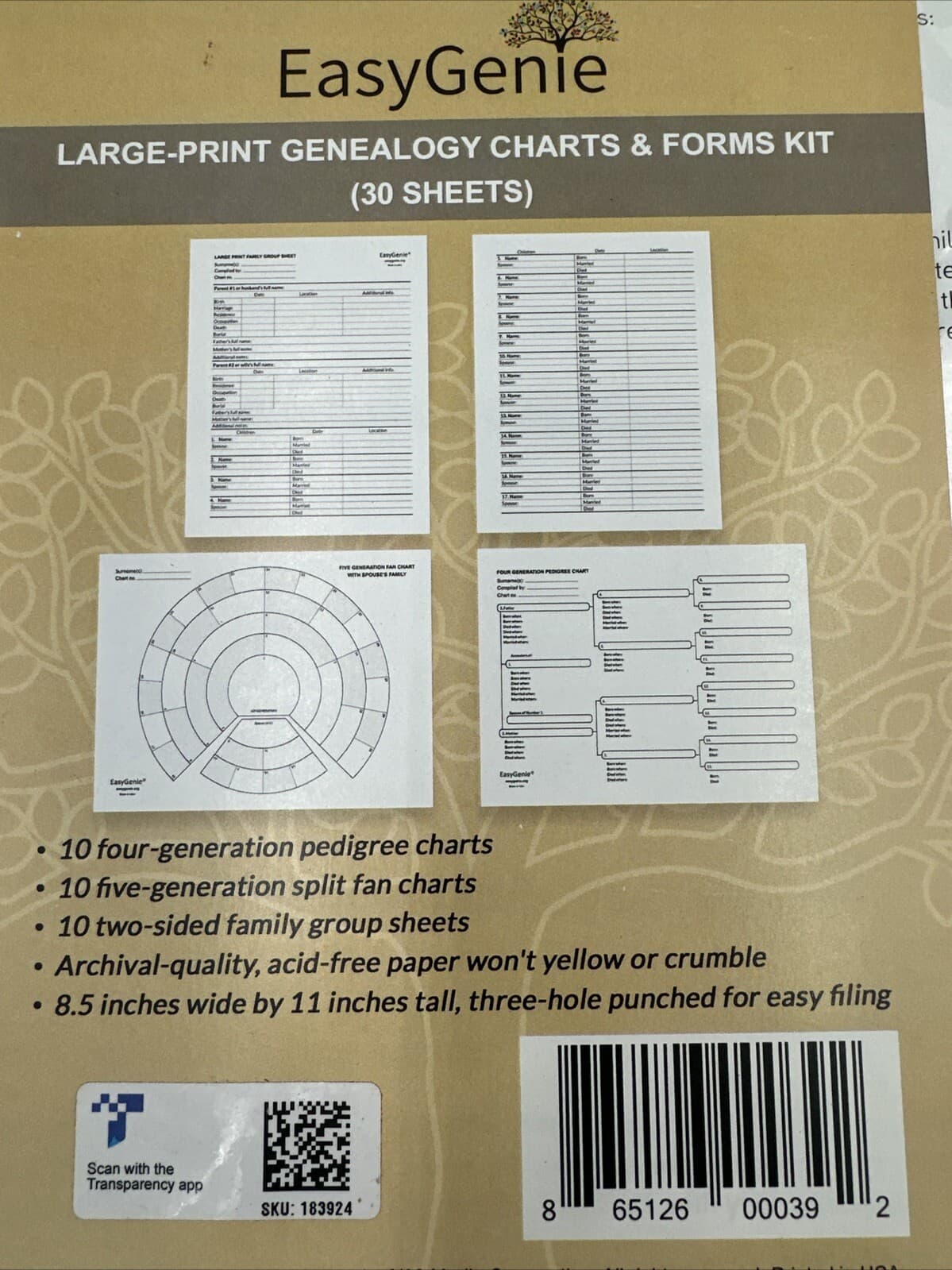 LARGE PRINT Genealogy Charts And Forms Kit Sheets for Ancestry (30 Sheets) 3