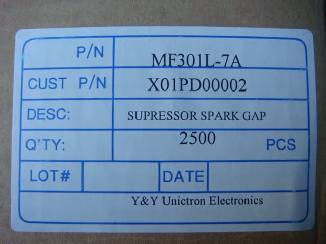LOT (250) MF301L-7A Spark Gaps - New and Unused 4