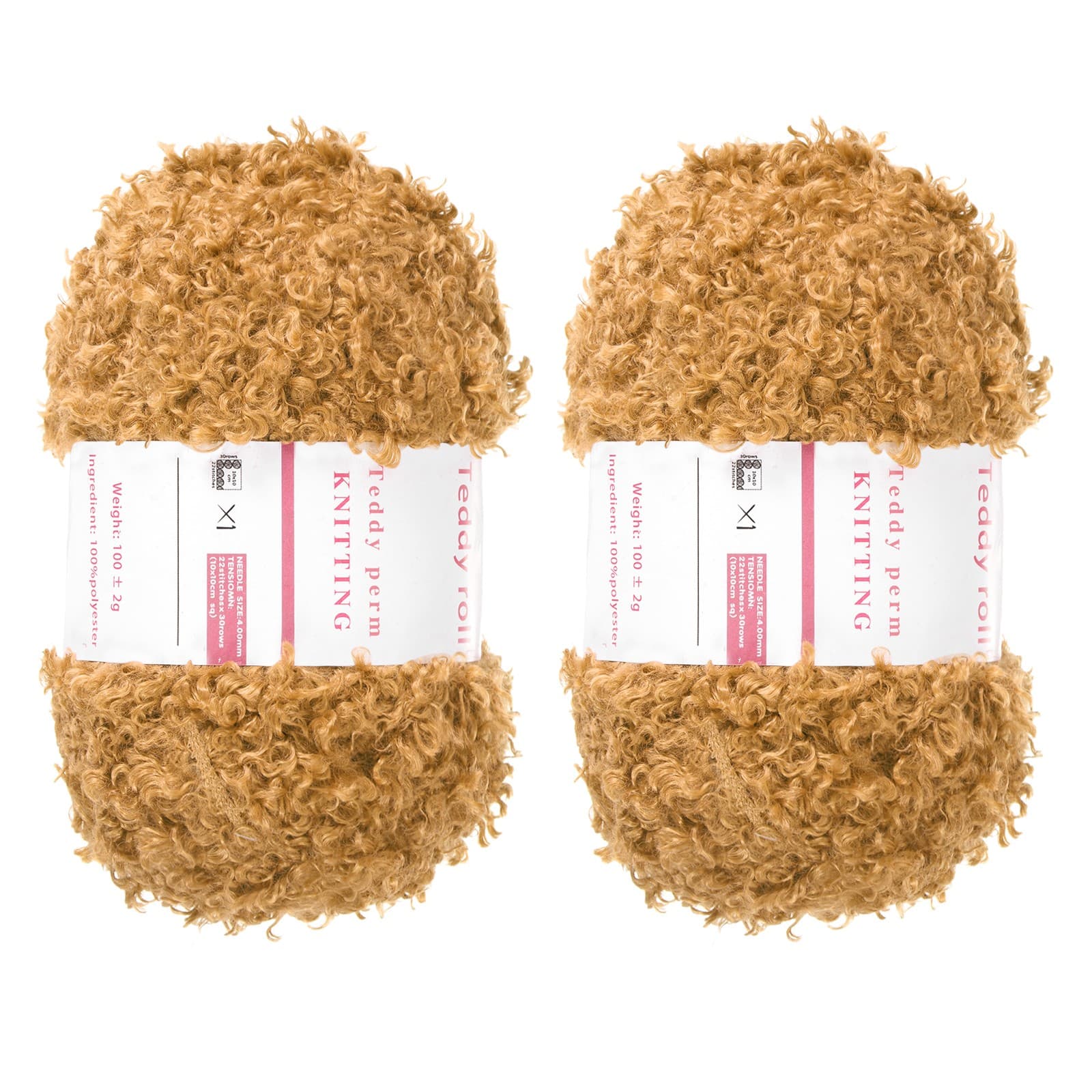 2pcs Fur Yarn Polyester Yarn Fluffy Chunky Yarn Camel Brown for Crocheting,50m