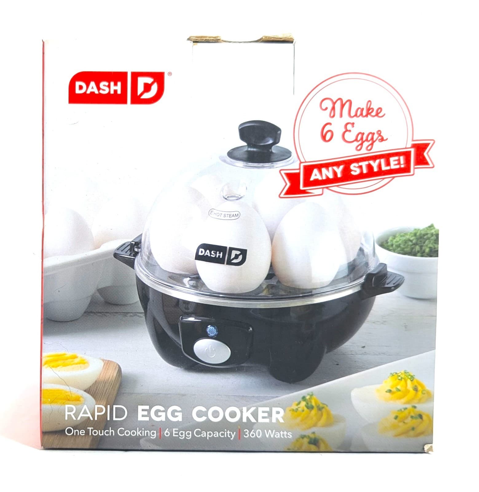 Dash Rapid Egg Cooker Black 6-Egg Capacity Open Box One-Touch Breakfast 2
