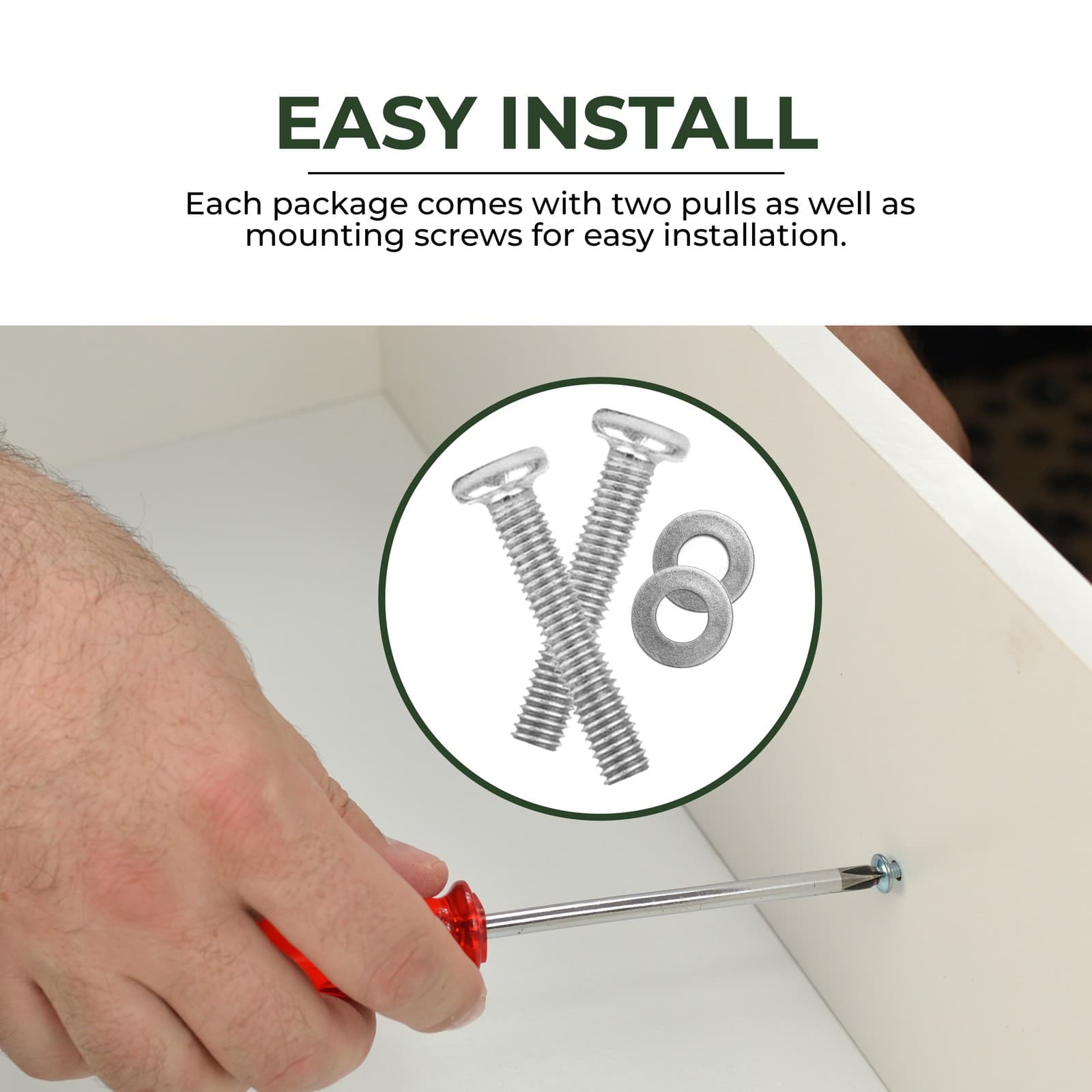 Rivers Edge Products 2-Pack Cabinet Knobs, Poly Resin Drawer Pulls With Screws, 2