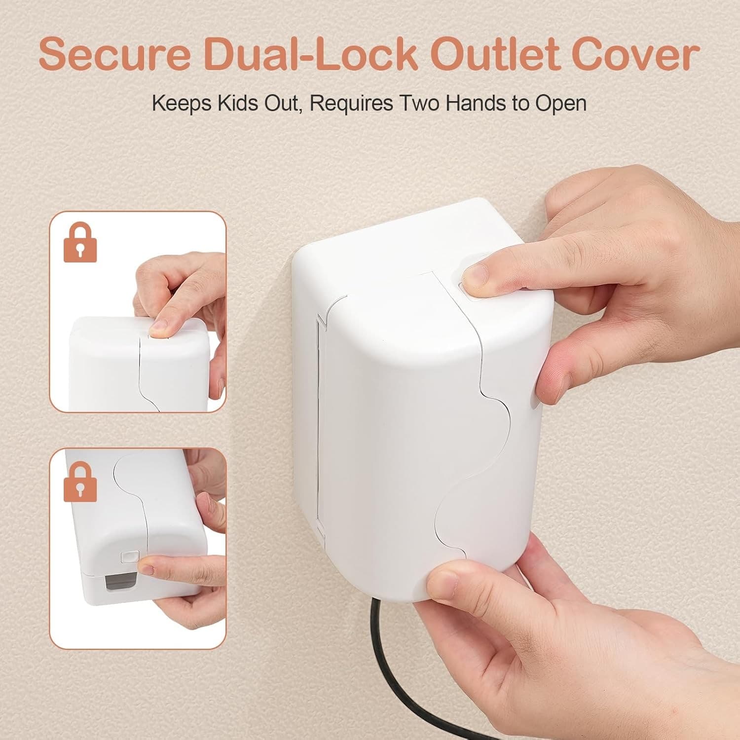 Child Proof Outlet Cover, Double Lock System, Duplex & 1 Pack, White  3
