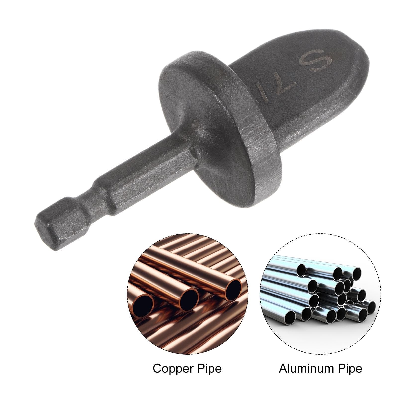 7/8" Swaging Tool Drill 1/4" Hex Handle for Copper Aluminum Pipe 2Pcs 3