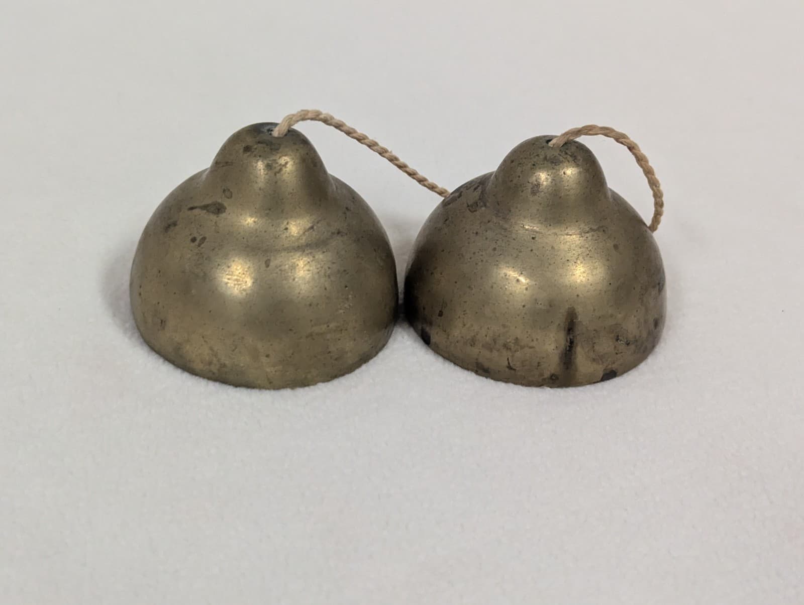 Vtg Antique Brass Chinese Finger Si Cymbals Clapper Musical Instrument Pengling 4