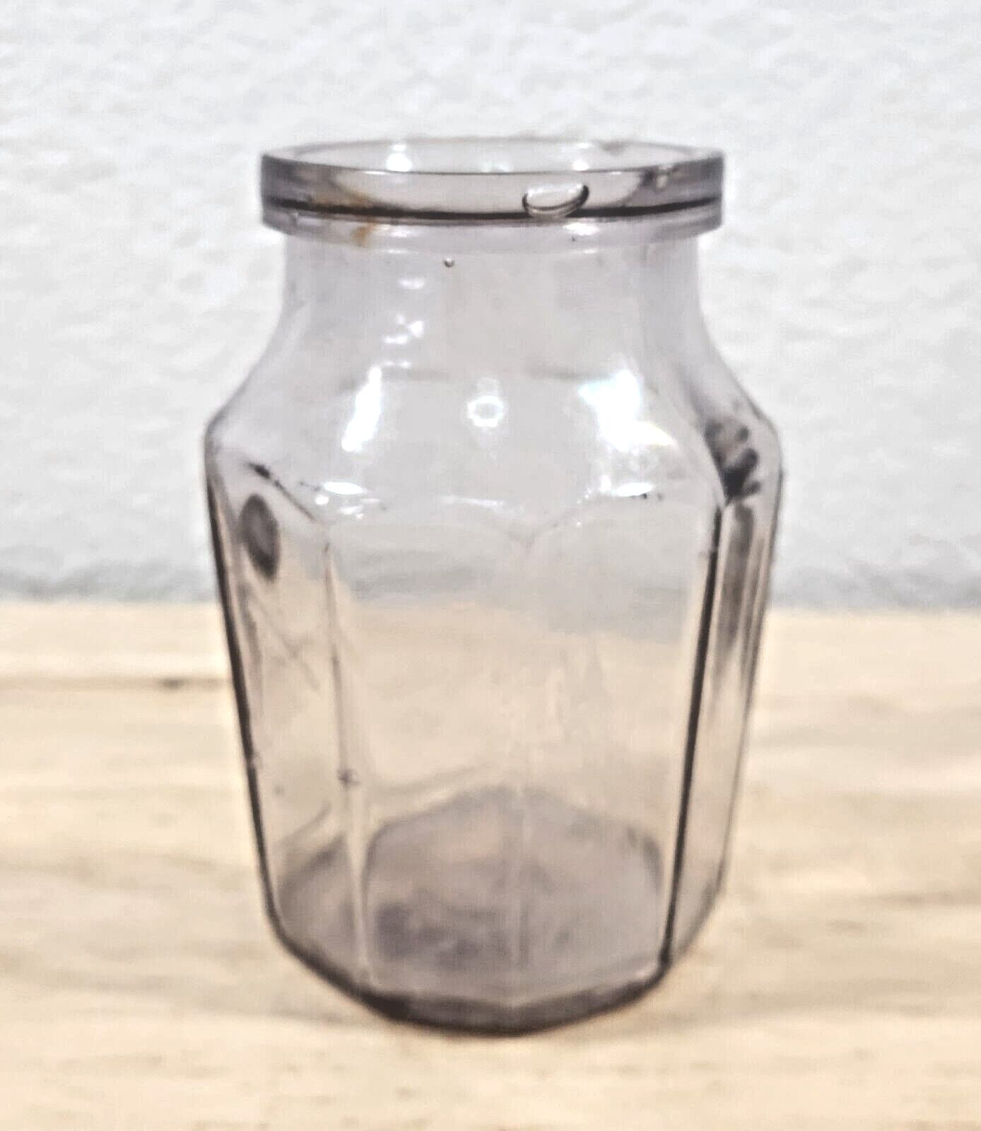 Antique 1920s AMETHYST Mustard Jar 10-Panel Design Condiment Bottle Embossed 363 3