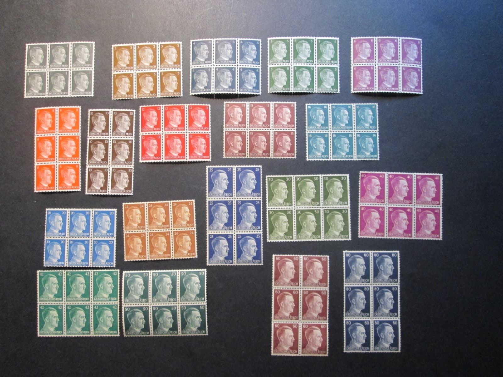 MNH Germany Europe WWII 3rd Reich Block of 6 Stamps Hitler Heads Scott HCV. 2