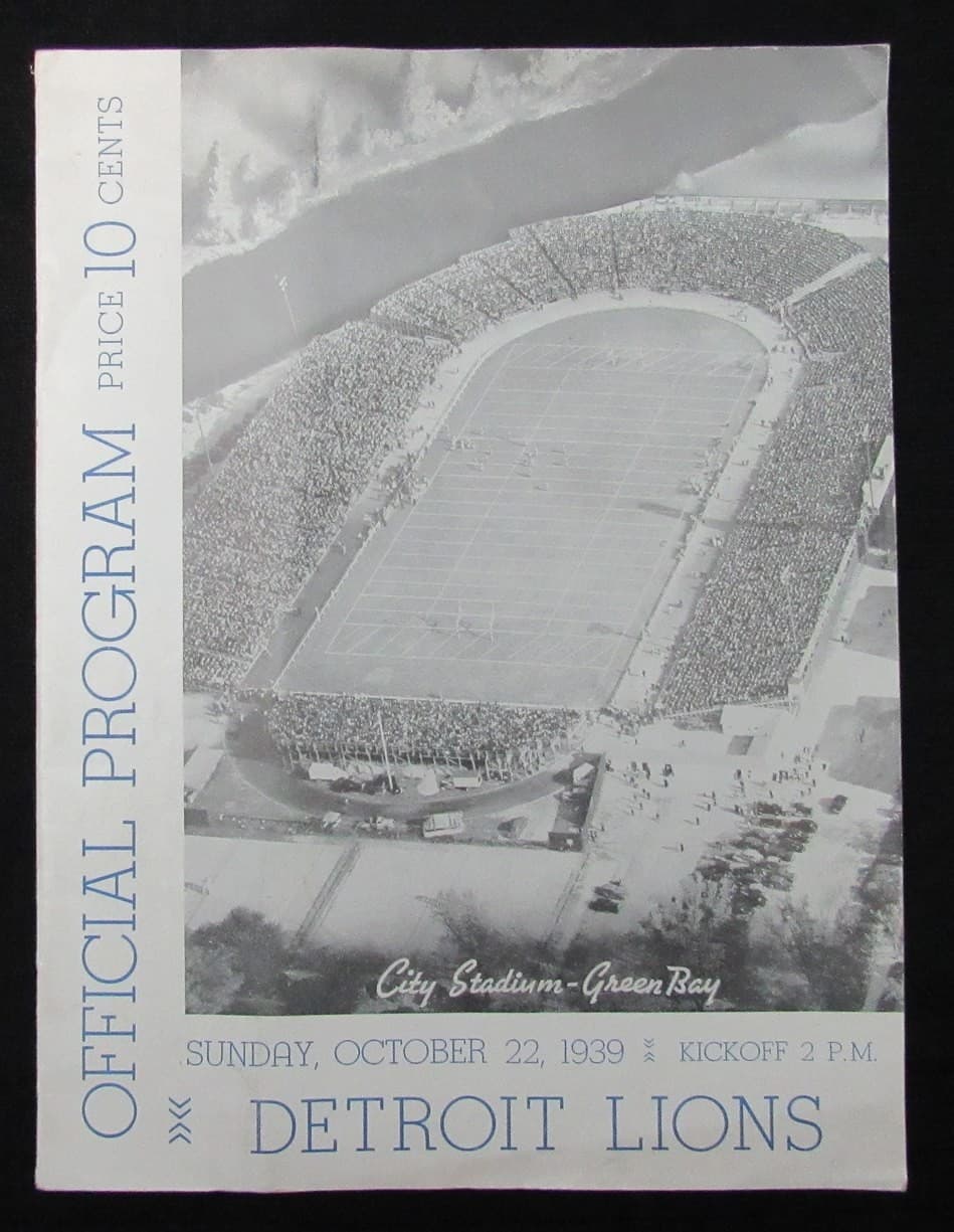 Oct 22 1939 Detroit Lions vs Green Bay Packers Game Program Curly Lambeau 194678
