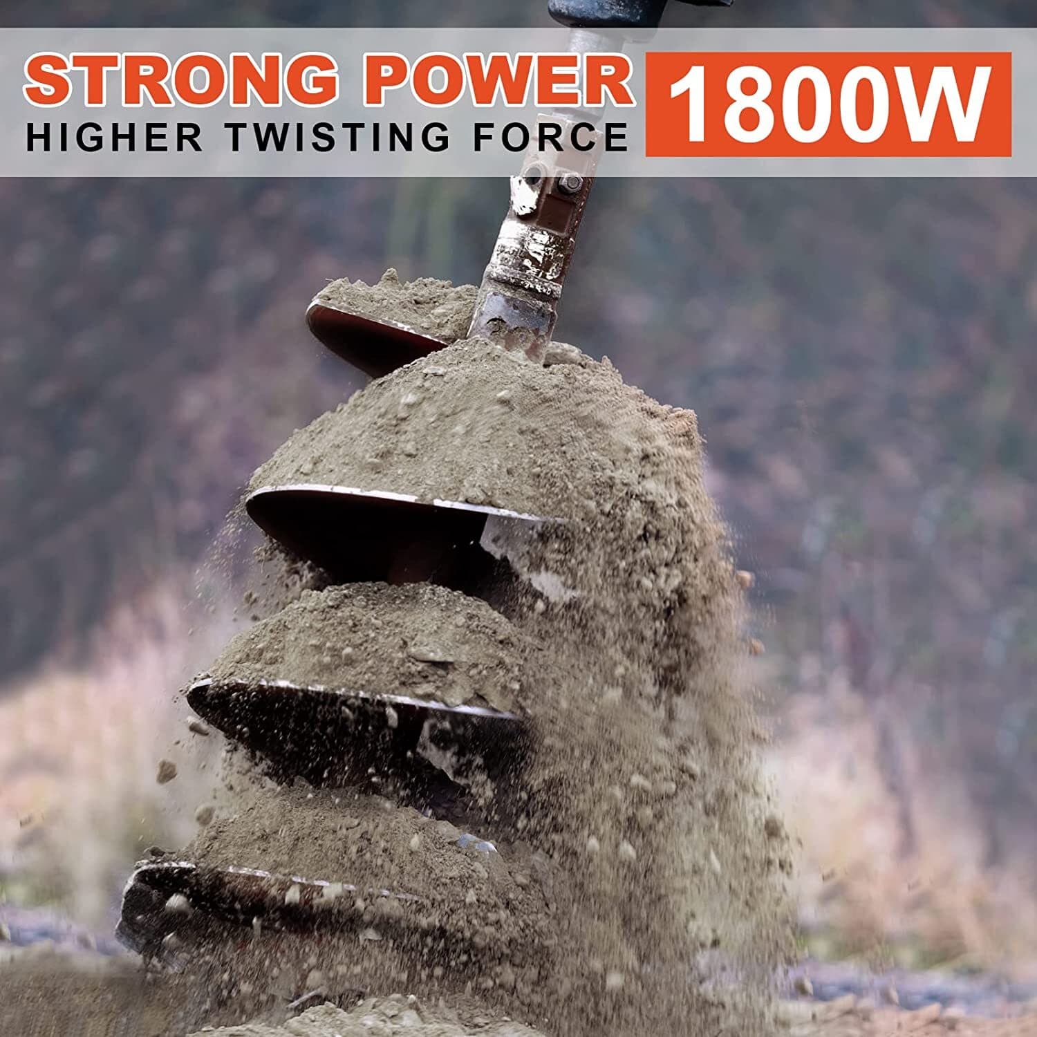 EPA Certified 52CC 2.4HP Auger Post Hole Digger 6'' 10''  Drill Bits Optional 3