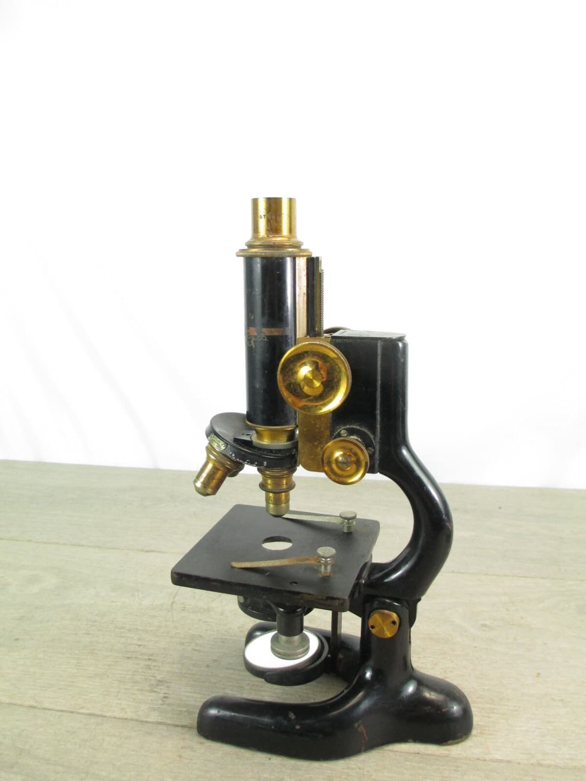 Antique 1915 Bausch & Lomb Cast Iron & Brass Scientific Laboratory Microscope 5