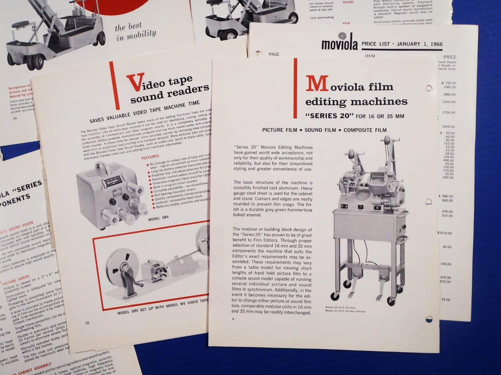 1966 MOVIOLA Film Editing Equipment Brochures & HOLLYWOOD STUDIO Prices zp 6