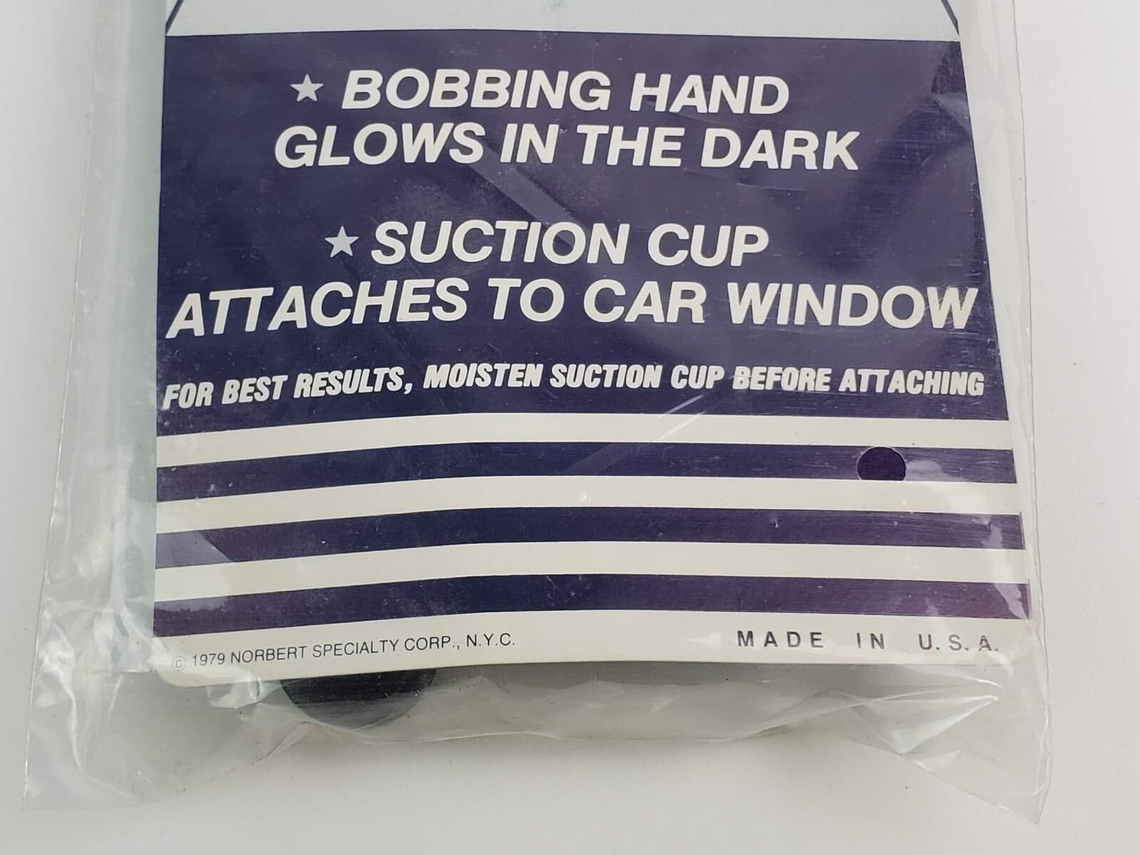 1979 Bob 'n Glow Waving hand w/ suction cup for Rear car window I Love You 4