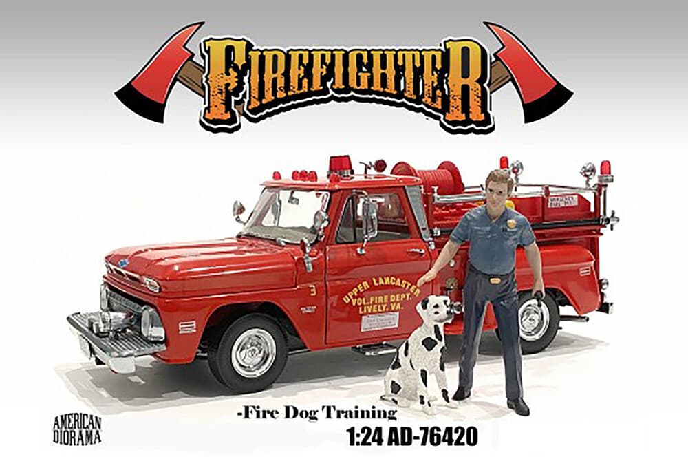 Firefighters Fire Dog Training 1:24 Scale American Diorma 76420 Man 3" Figure 2