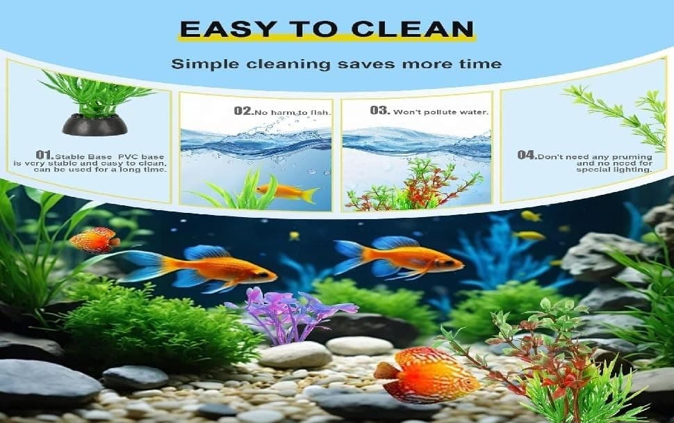 Aquarium Artificial Plastic Plants Decorations，11pcs Fish Tank Green  2