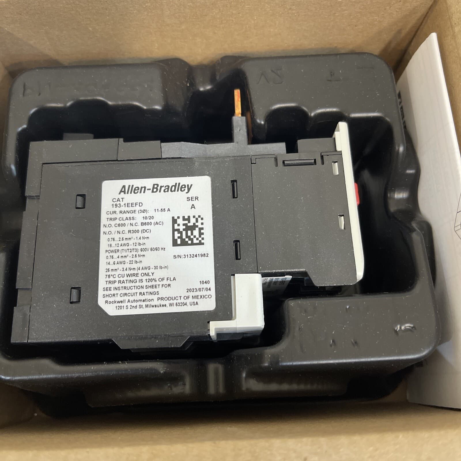 Allen Bradley 193-1EEFD Overload Relay 11-55 AMPS 2