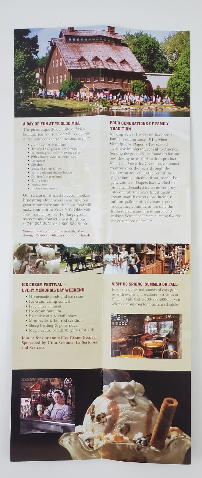 1990s Utica Ohio Ye Olde Mill Velvet Ice Cream Tourist Vintage Travel Brochure 2