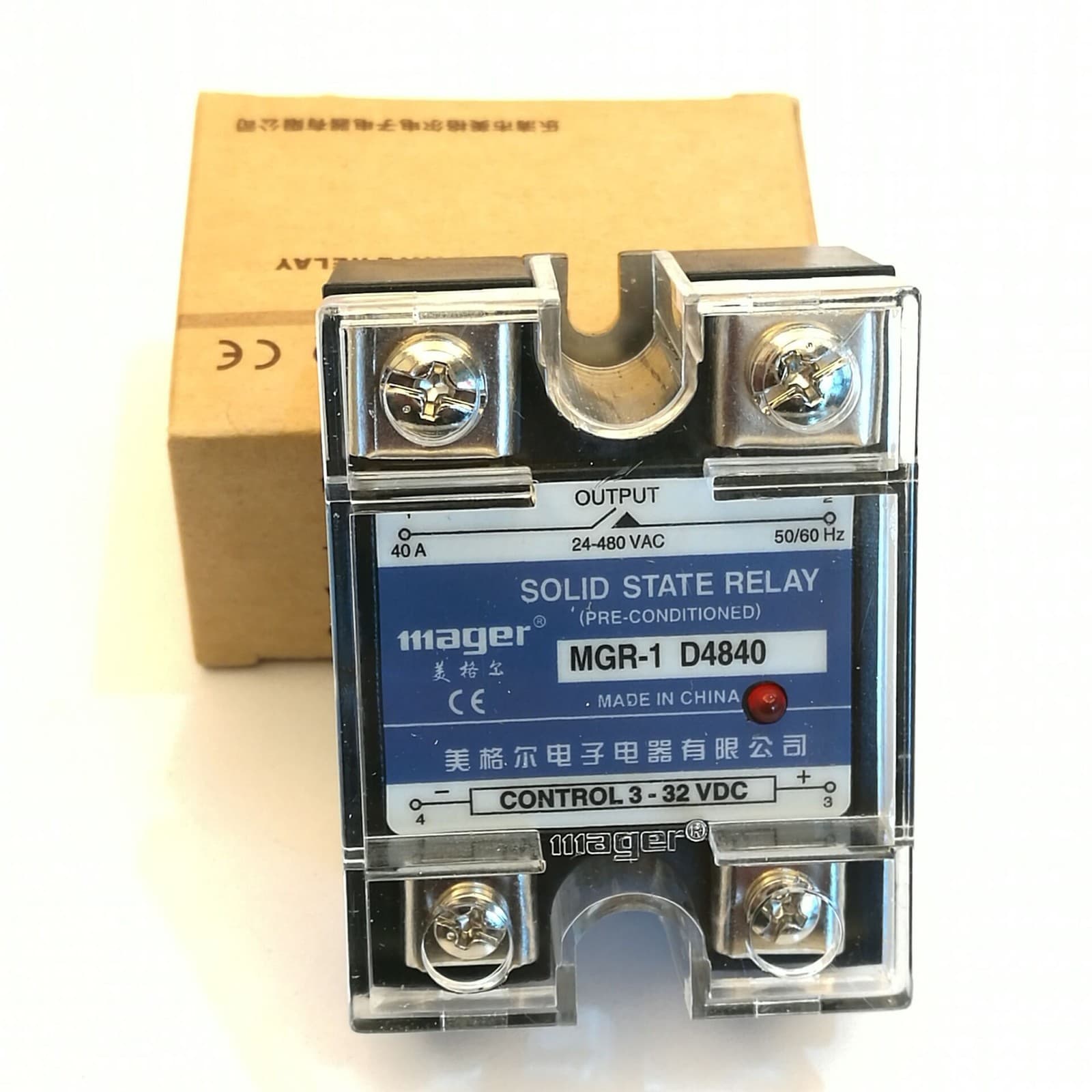 US Stock 40A Solid State Relay SSR DC-AC Input 3-32V DC Load 24-480V ​AC D4840 2