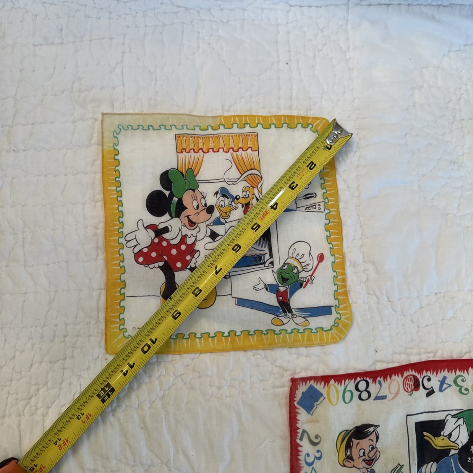 2 Vintage Child's Cotton Handkerchiefs Hankies Walt Disney Minnie Mouse Friends  5