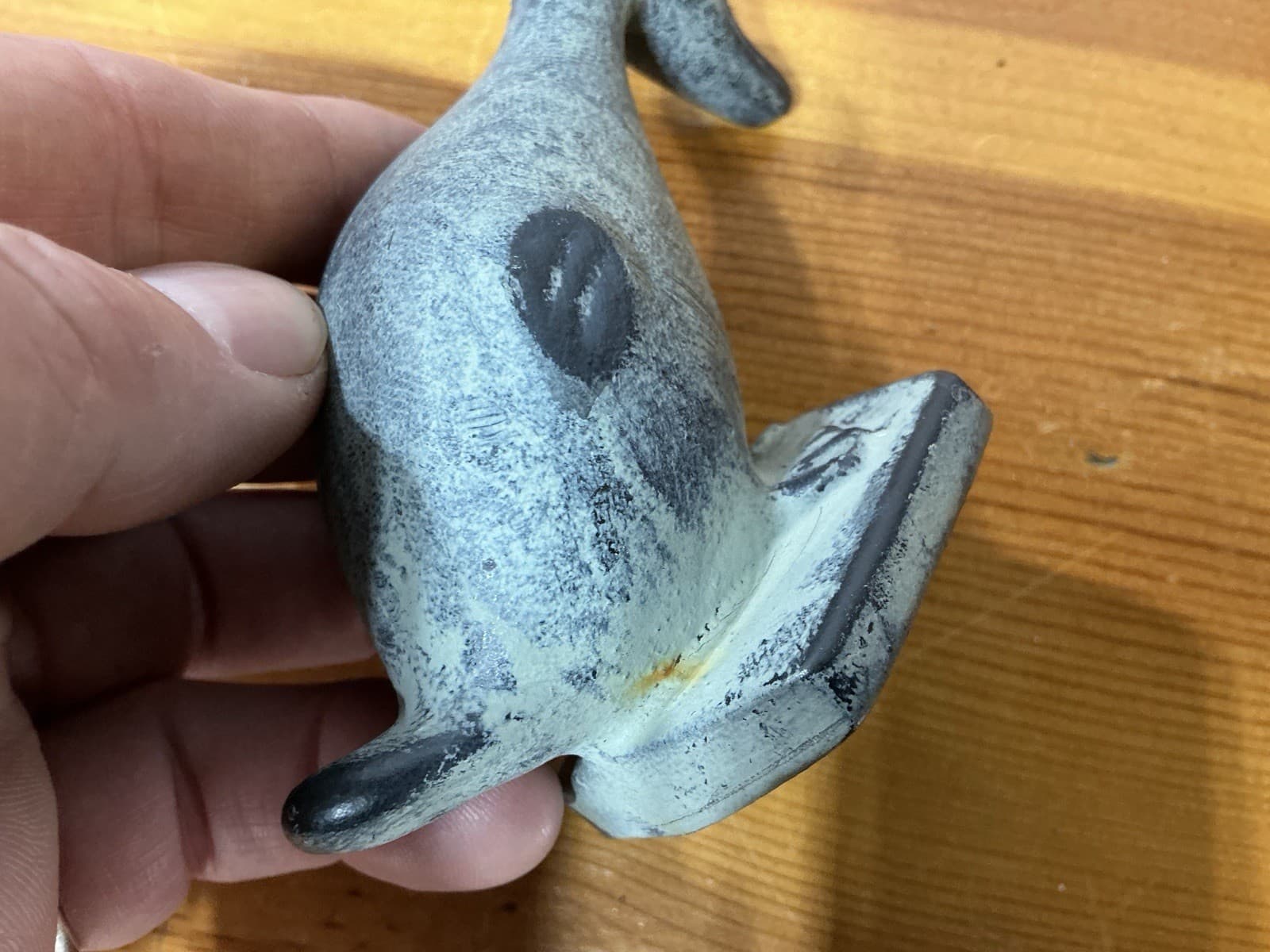 2 Antique Cast Iron Ducks Figurines Naughty/Nice Pair Small 4" Tall 3.5 Lbs VTG 6