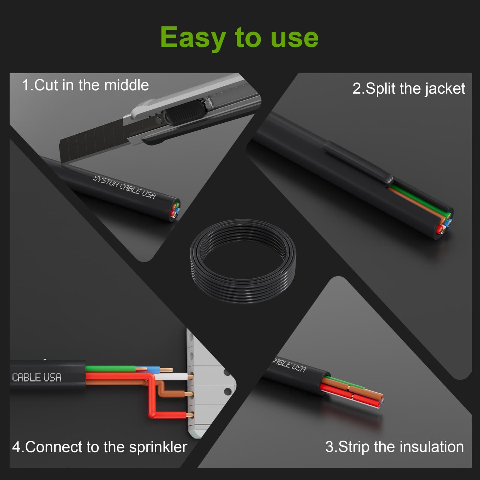 SYSTON 18/5 Sprinkler Wire Solid Copper, Low-Volt Direct Burial Irrigation Wire 4