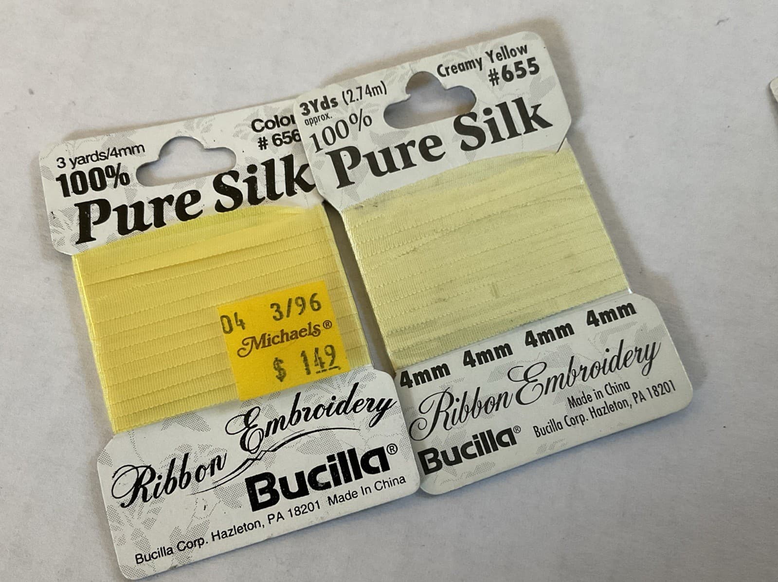 Bucilla Silk Embroidery Ribbon, Lot Of 18- 4mm 2