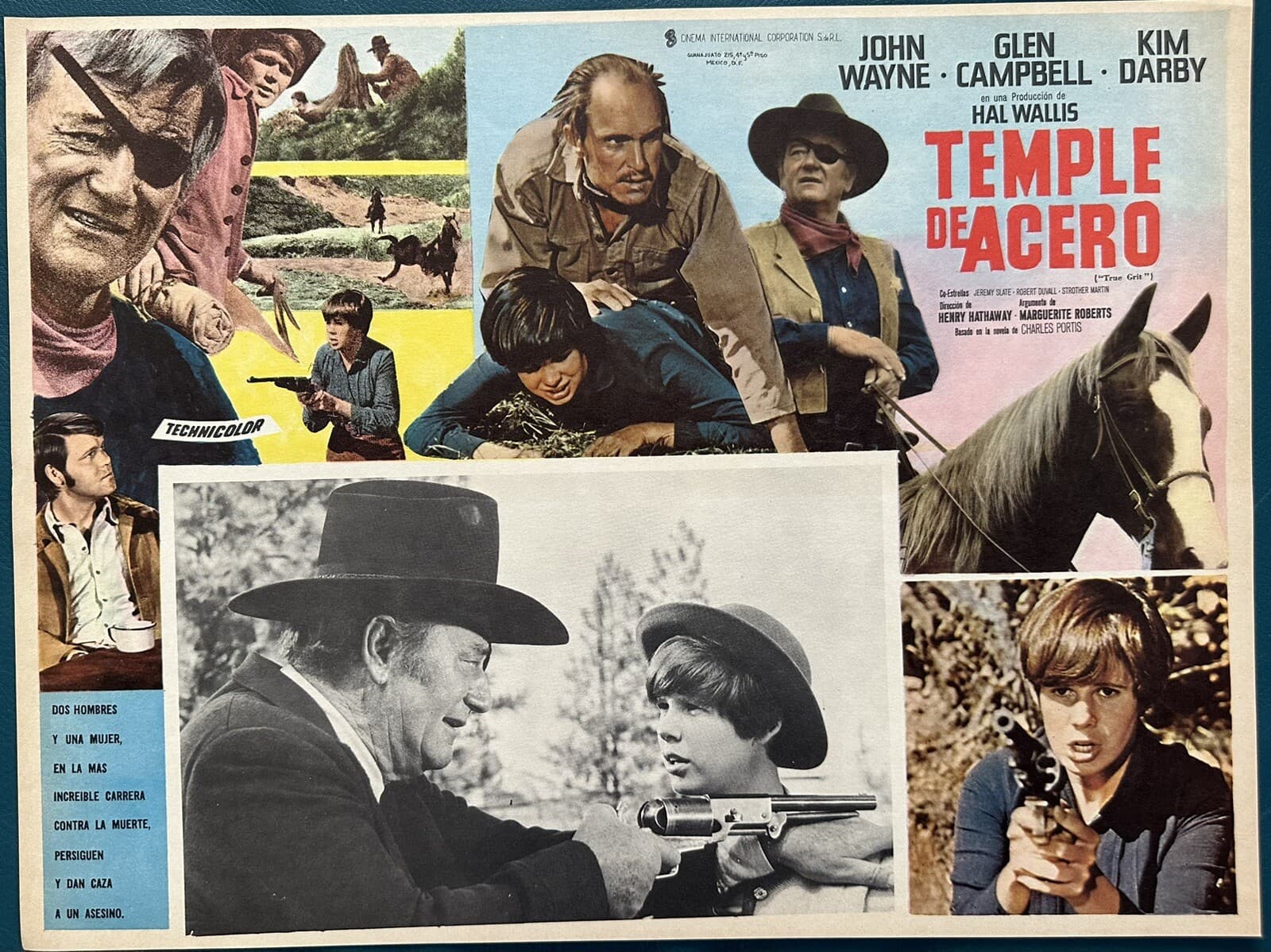 TRUE GRIT JOHN WAYNE KIM DARBY MEXICAN LOBBY CARD SET 3
