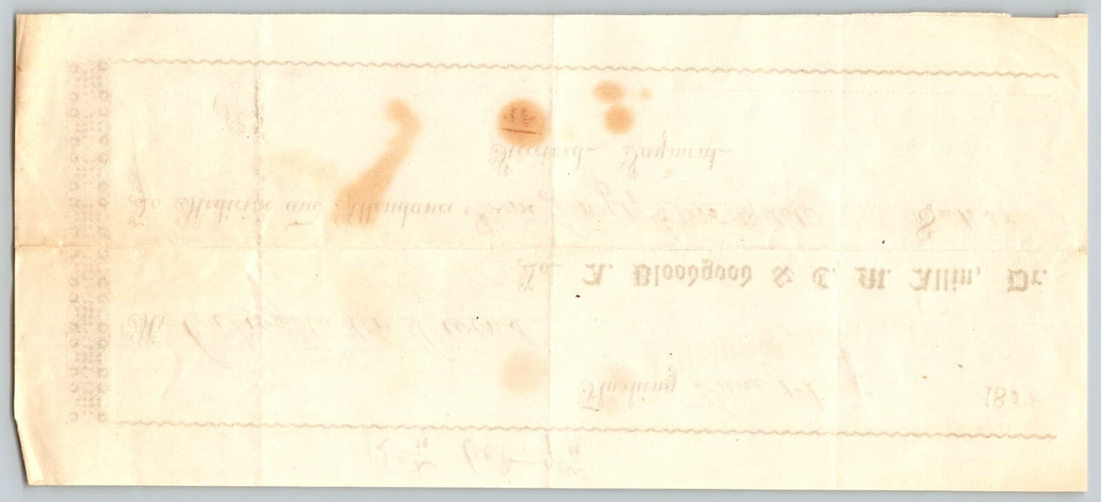 Drs. A. Bloodgood & C.M. Allin Flushing 1858 Medical Receipt Cadwallader Owens 2