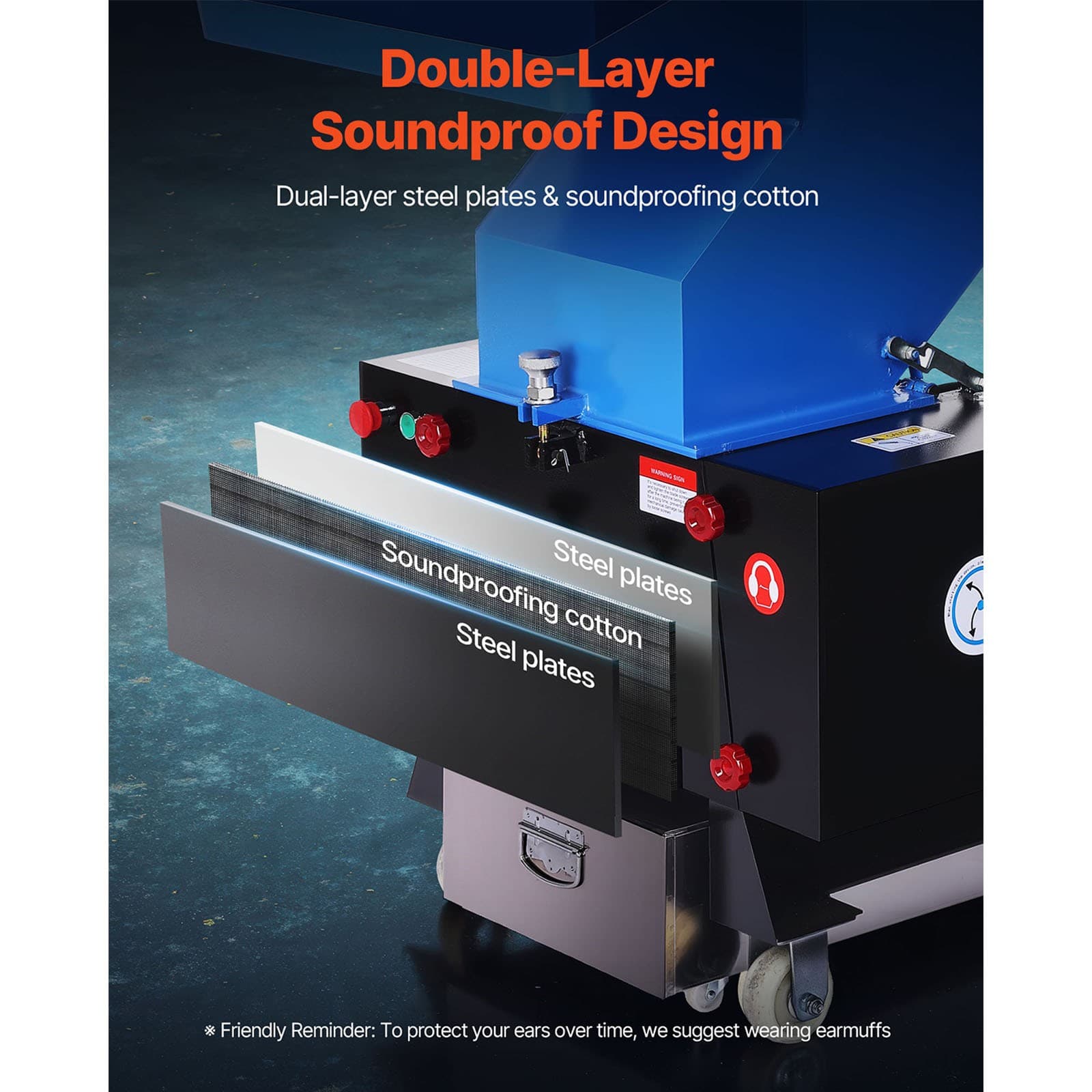 Uimoso Plastic Shredder Crusher 7.5KW Granulator Recycling Machine 220V 3-Phase 4