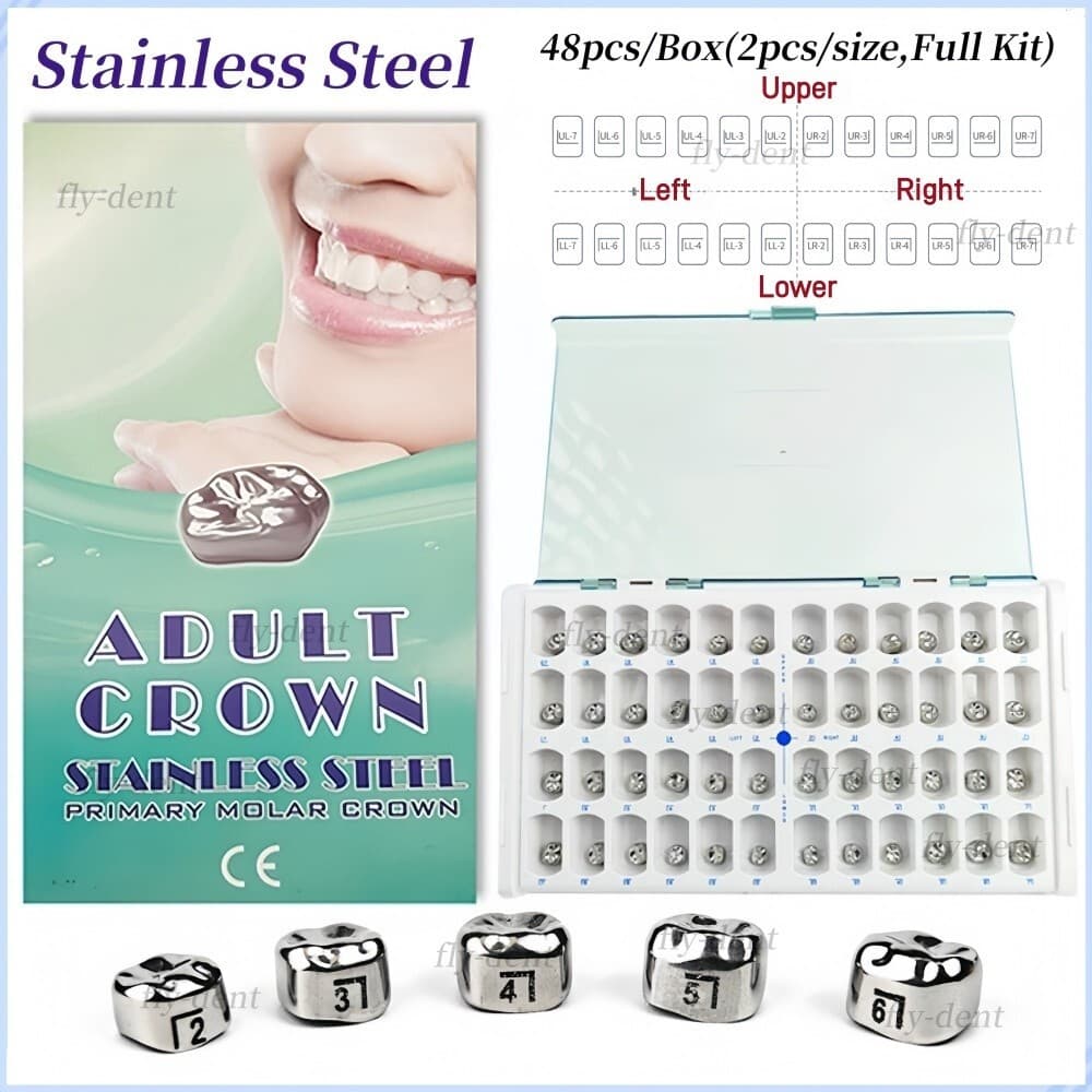 Dental Permanent Molar Crowns Stainless Steel Adult Preformed Temporary Crown