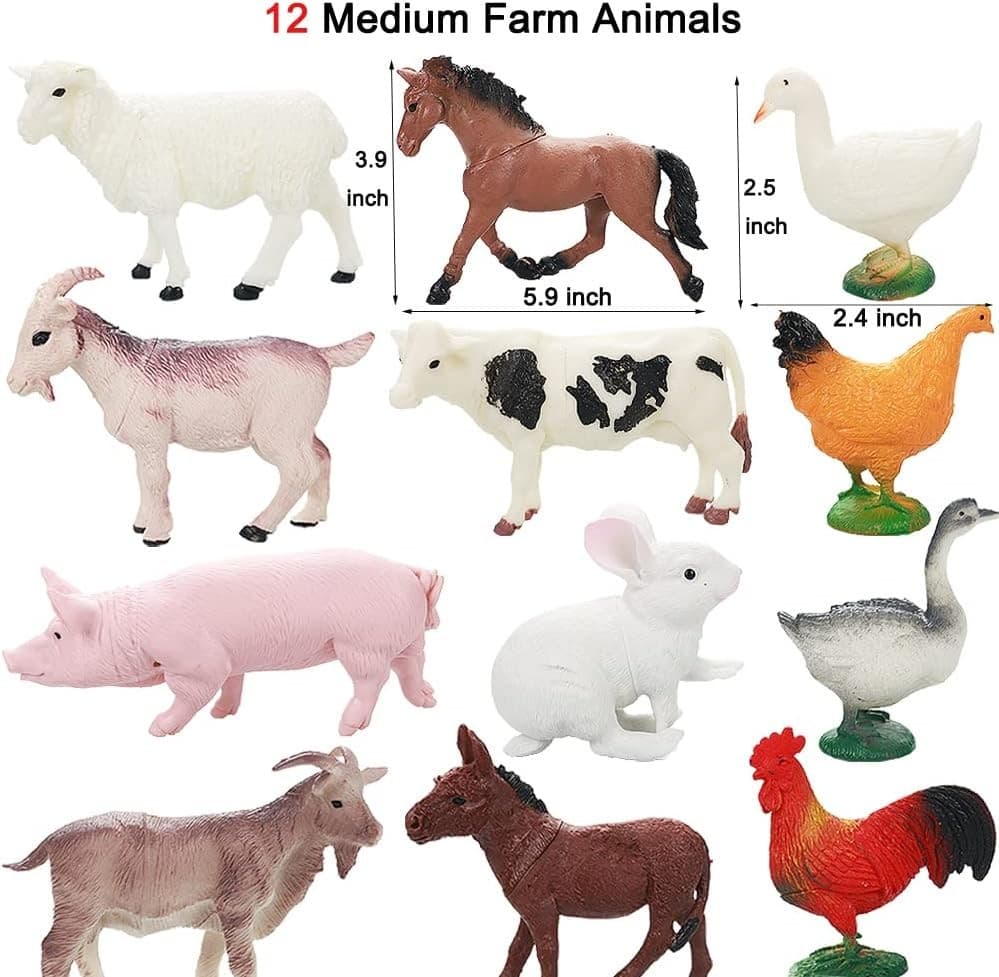 Realistic Farm Animal Figures Toys, 44 Pcs Plastic 44 Set  2