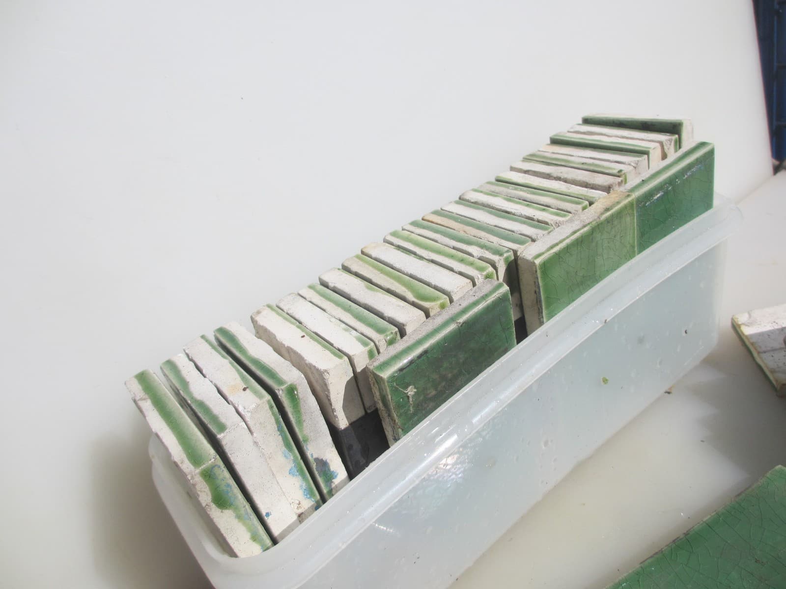 Vintage Ceramic Border Tile Old Tiles Antique Green 4.25"x2.1/8" - £3each 5