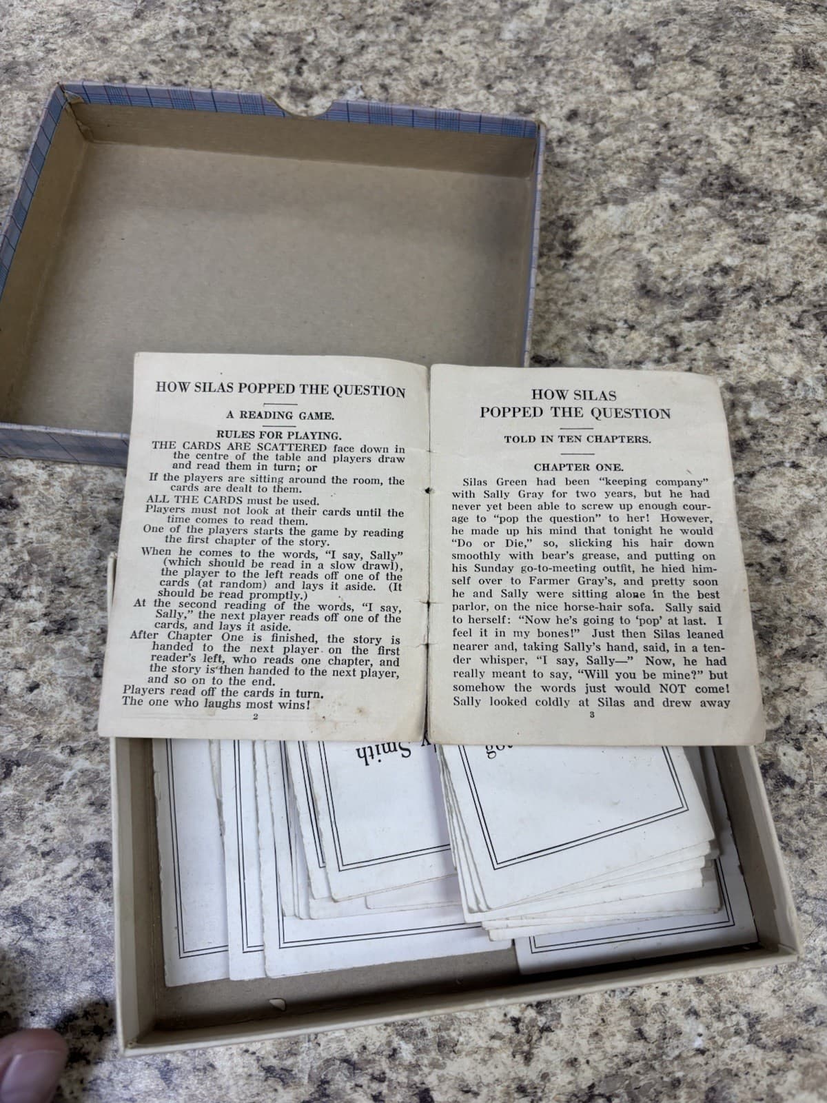 Antique HOW SILAS POPPED THE QUESTION Game Parker Brothers 1910s Courtship Cards 5