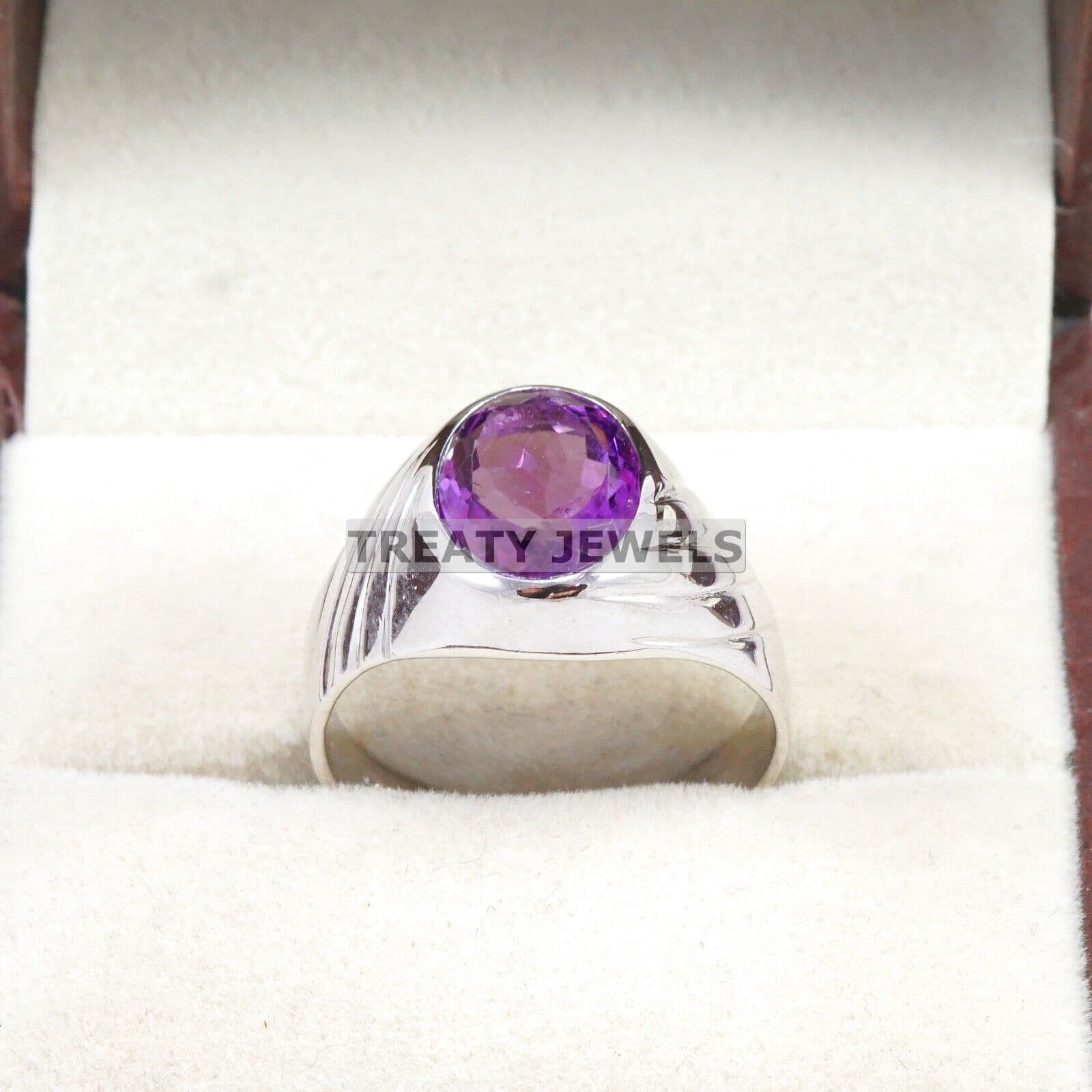 Amethyst Oval Cut Gemstone With 925 Sterling Silver Ring For Men's #A701 3