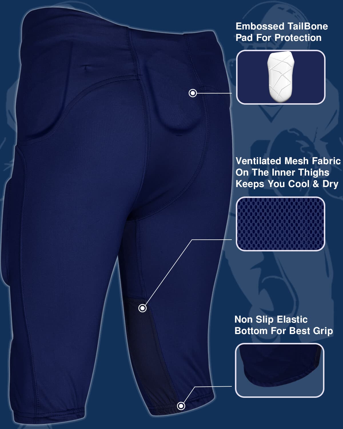 Exxact Sports Gladiator Adult Integrated Football Pants, Ultra Stretch Fabric 2